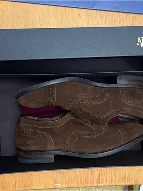 Classic Brown Suede Wingtip Dress Shoes - Men